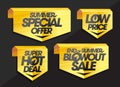 Sign and ribbons set - summer special offer, low price, super hot deal, end of summer blowout sale Royalty Free Stock Photo