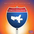 The City label and map of Costarica In American Signs Style