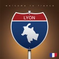 The City label and map of France In American Signs Style Royalty Free Stock Photo