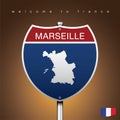 The City label and map of France In American Signs Style Royalty Free Stock Photo