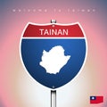 The City label and map of Taiwan In American Signs Style