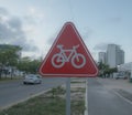 Sign road for bicycles Royalty Free Stock Photo