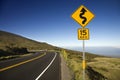 A sign and road in Haleakala.