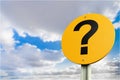 Question Mark Sign on cloudy sky background Royalty Free Stock Photo