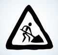 Sign road works. Vector drawing Royalty Free Stock Photo