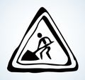 Sign road works. Vector drawing Royalty Free Stock Photo