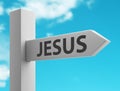 Sign or roadsign with jesus word, 3d rendering