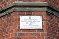 A sign on the Rosgarten Gate (Der Don City Gate) in Kaliningrad