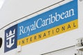 Sign of Royal Caribbean International on a cruise ship