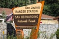 Sign for the San Bernardino National Forest San Jacinto Ranger Station on a sunny day