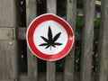 Sign saying it is forbidden to smoke marihuana in this place