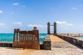 The sign saying History Museum of Arrecife and Bridge of the balls, Arrecife, Lanzarote, Canary Islands, Spain Royalty Free Stock Photo