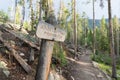 Sign saying Shortcutting prohibbited in front of the trail