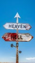 A sign that says heaven and hell Royalty Free Stock Photo
