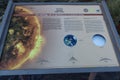 Sign with scientific information in the car park of the Juan Evora museum near the base of the Teide volcano