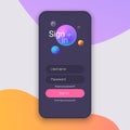 Sign In Screen. Clean Mobile UI Design Concept. Login Application with Password Form Window. Trendy Holographic Gradients. EPS 10