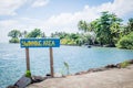 Sign for sea swimming area by Piula Cave Pool, Upolu Island, Sam