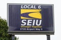 Sign for SEIU Local 6 Property Services NW union in Seattle