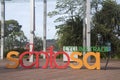 Sign of Sentosa Cycle Trail at the Sentosa Boardwalk beside VivoCity