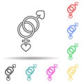 sign of sex with hearts multi color style icon. Simple thin line, outline vector of valentine icons for ui and ux, website or Royalty Free Stock Photo