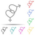 sign of sex with hearts multi color style icon. Simple thin line, outline vector of valentine icons for ui and ux, website or Royalty Free Stock Photo