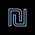 sign of Shekel icon in neon style. One of web collection icon can be used for UI, UX