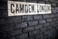 Camden, London, white text on a black brickwall