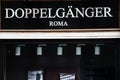 Sign and showcase of a DOPPEL GÃâNGER clothing store