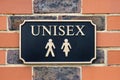 Sign Showing Male And Female Figures Outside Public Toilet To Illustrate Gender Issues