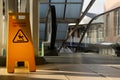 Sign showing warning of caution wet floor Royalty Free Stock Photo