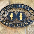 A sign signifying a restroom entrance