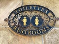 A sign signifying a restroom entrance