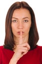 Woman shows sign of silence Royalty Free Stock Photo