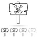 Sign with a skull different shapes icon. Simple thin line, outline of halloween icons for ui and ux, website or mobile