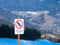 No sledding and tobogganing sign. ZwÃÂ¶lferhorn, Austria Royalty Free Stock Photo