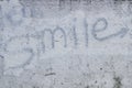 Sign smile on the grey concrete wall. concept Royalty Free Stock Photo
