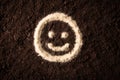 Sign of a smiling face drawn on a brown background Royalty Free Stock Photo