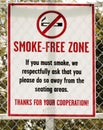 Sign for Smoke-Free Zone Royalty Free Stock Photo