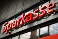 Sign of the Sparkasse over entrance of a store in the city of Siegen