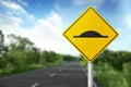 Sign Speed Bump near asphalt road outdoors Royalty Free Stock Photo