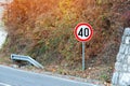Sign of speed limit of forty kilometers