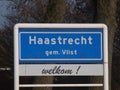 Sign start of urban area of haastrecht which is part of the municipality Krimpenerwaard and used to be part of Vlist. Royalty Free Stock Photo