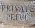 Sign stating private