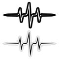 sign sticker music pulse frequency vector wave sound, abstract techno rave sticks, heartbeat cardio files, heart beat