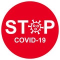 Sign Stop COVID-19, concept of coronavirus disease prevention and quarantine. Banner with COVID19 coronavirus icon and pandemic