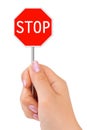 Sign Stop in hand