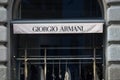 A sign of a store of the the italian clothing company giorgio armani