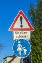 Sign Strassenschaeden (Road Damage) Royalty Free Stock Photo