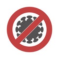 Sign of a strikethrough coronavirus. Vector stylized icon Royalty Free Stock Photo