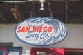 Sign for the surfing area in Seaport Village, San Diego Bay Royalty Free Stock Photo